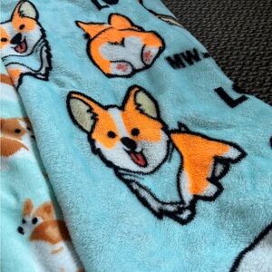Corgi Print Blanket Blue and Orange